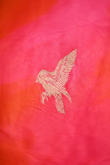 Shaded Pink Handloom Banarasi Gajji Silk Saree with Bird Motifs
