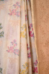 White Katan Silk Saree with Resham Meenakari Floral Butas