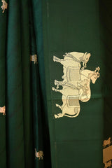 Bottle Green Banarasi Silk Saree with Tanchoi  And Zari Cow Motifs