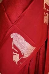 Red Banarasi Silk Saree with Tanchoi  And Woman-Swan Motifs