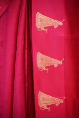 Pink Banarasi Silk Saree with Tanchoi And Woman-Deer Motifs