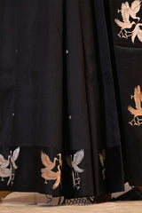 Banarasi Silk Black Saree with Pakshi Motif and Tie & Dye Bandhani Print