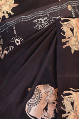 Black Banarasi Silk Saree with Kamdhenu Motif and Pichwai Tie & Dye Pichwai