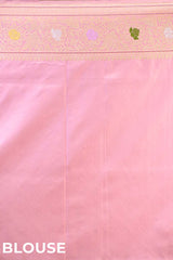 Pure Katan Banarasi Saree in Pink with Real Zari and Resham Floral Jaal