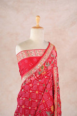 Red Banarasi Khaddi Rajasthani Bandhani Saree