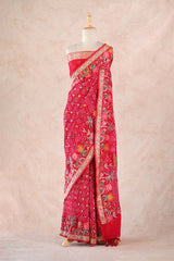 Red Banarasi Khaddi Rajasthani Bandhani Saree