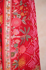Red Banarasi Khaddi Rajasthani Bandhani Saree