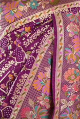 Deep Aubergine Kadhwa Banarasi Khaddi Bandhani Saree