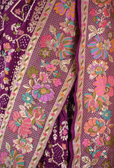 Deep Aubergine Kadhwa Banarasi Khaddi Bandhani Saree