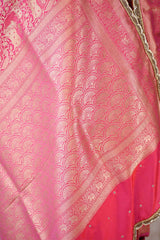 Pink Banarasi Silk Saree With Pichwai Woven Work