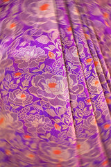Purple Banarasi Silk Saree with Rose Floral Jaal Work