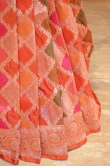 Orange Rangkat Katan Silk Saree with Watergold Zari