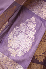 Lavender Katan Silk Rangkat Saree with Watergold Zari