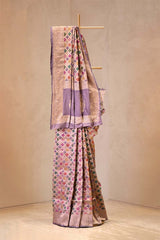 Lavender Katan Silk Rangkat Saree with Watergold Zari