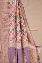 Lavender Katan Silk Rangkat Saree with Watergold Zari