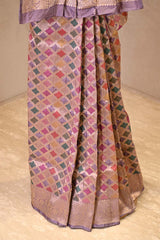 Lavender Katan Silk Rangkat Saree with Watergold Zari