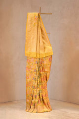 Yellow Katan Silk Rangkat Saree with Gold Zari woven