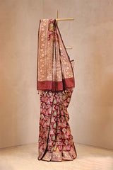 Brown Katan Silk Rangkat Saree with Gold Zari woven