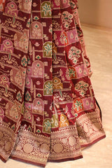Brown Katan Silk Rangkat Saree with Gold Zari woven