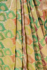 Lime Green Katan Silk Rangkat Saree with Gold Zari