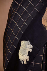 Banarasi Silk Black Saree with Gaja Motif and Tie & Dye Bandhani Print