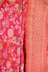 Pink Banarasi Katan Silk Saree with Pichwai Traditional Jaal