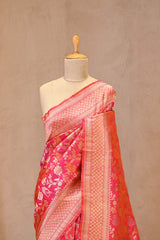 Pink Banarasi Katan Silk Saree with Pichwai Traditional Jaal