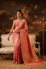 Women in Double Shaded Banarasi Silk Pure Saree
