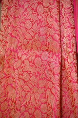 Rani Pink Pure Banarasi Saree with Shikargah Jaal