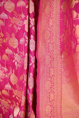 Pink Pure Banarasi Saree with Sona Rupa Jharokha Motif Jaal