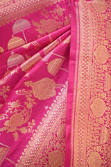 Pink Pure Banarasi Saree with Sona Rupa Jharokha Motif Jaal