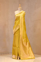 Yellow Pure Banarasi Saree with Gold Zari Buti