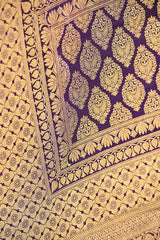 Purple Pure Banarasi Saree with Gold Zari Buti