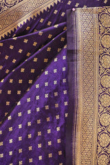 Purple Pure Banarasi Saree with Gold Zari Buti