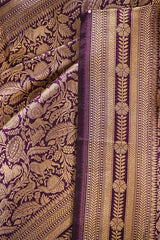 Purple Pure Banarasi Saree with Shikargah Jaal