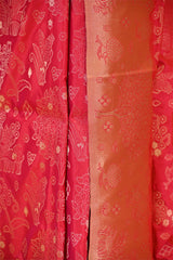 Red Banarasi Silk Saree with Gold Zari Alfi Floral Jaal and Nakshi Border