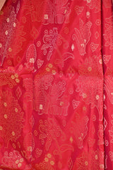 Red Banarasi Silk Saree with Gold Zari Alfi Floral Jaal and Nakshi Border
