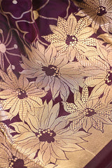 Deep Purple Banarasi Silk Saree with Gold Zari Alfi Floral Jaal and Nakshi Border