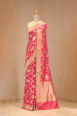Pink Pure Banarasi Katan Silk Saree with Sona Rupa Jaal