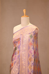 Lilac Banarasi Katan Silk Saree with Rangkat Zari Jaal