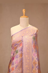 Lilac Banarasi Katan Silk Saree with Rangkat Zari Jaal