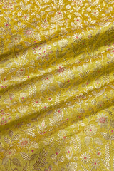 Fabric, green fabric, Yellow fabric, banarasi fabric, silk fabric, brocade fabric, handloom fabric, indian fabric