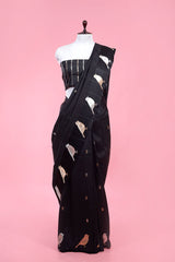 A Black Silk Saree drapped on a mannequin in Nita Ambani Style