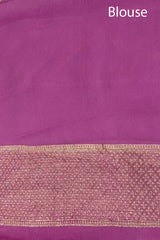 Rose Pink Georgette Khaddi Saree With Floral Jaal Work