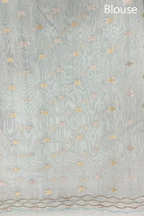 Light Blue Pichwai Embellished Organza Silk Saree
