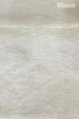 Off White Floral Embroidered Crushed Tissue Silk Saree