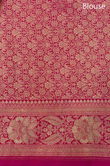 Pink Floral Banarasi Katan Silk Saree