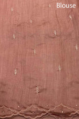 Rust Peach Embellished Organza Silk Saree