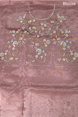 Baby Pink Embellished Tissue Silk Saree