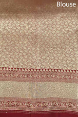 Alkananda In Cherry Red Katan Silk Banarasi Saree